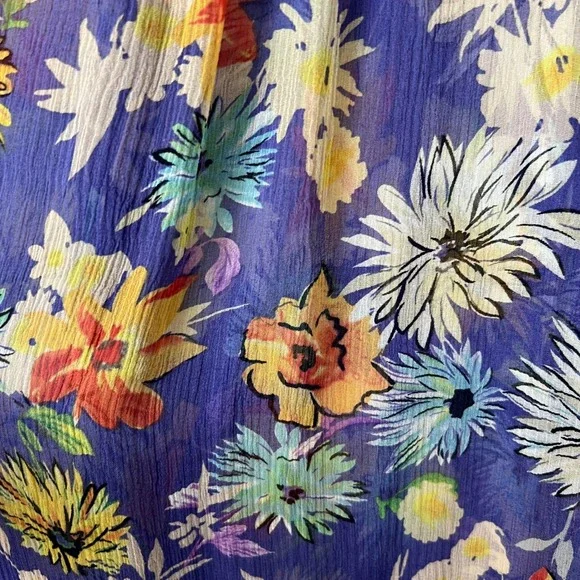 Sundance Blouse M Purple 100% Silk Floral Sheer Peasant Top Boho Cottagecore - Picture 9 of 10